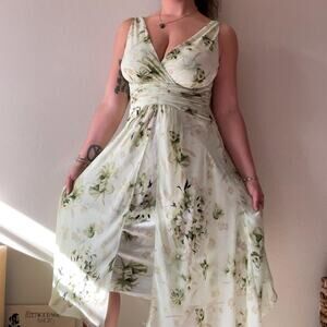Y2K green floral fairy dress whimsy romantic vintage 2000s